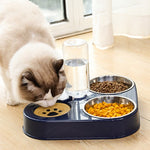 Dog Cat Food with Water Bowl