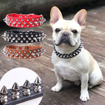 Adjustable Leather Spiked Dog Cat Collar