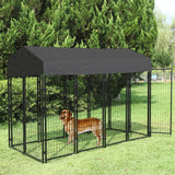 Large Dog Welded Wire Kennel  with Metal and Outdoor Roof